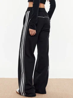 Contrast Piping Drawstring Sweatpants