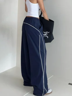 Contrast Piping Drawstring Pants