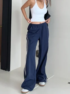 Contrast Piping Drawstring Pants