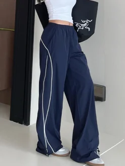Contrast Piping Drawstring Pants