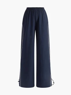 Contrast Piping Drawstring Pants