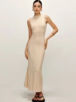 Contrast Piping Knit Tank Dress