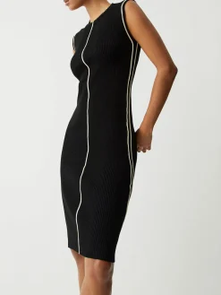 Contrast Piping Midi Sweater Dress