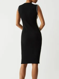 Contrast Piping Midi Sweater Dress