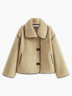 Contrast Piping Shift Minky Coat