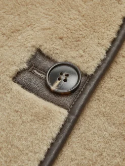 Contrast Piping Shift Minky Coat