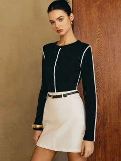 Contrast Piping Slim Knit Top