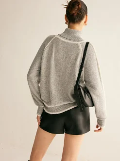 Contrast Piping Turtleneck Sweater