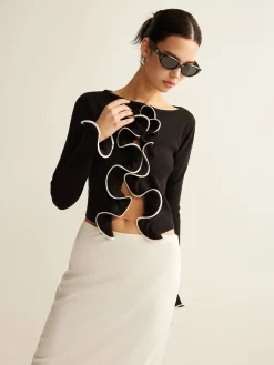 Contrast Ruffle Skinny Cardigan