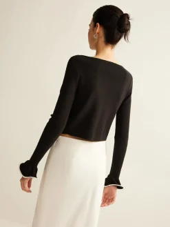 Contrast Ruffle Skinny Cardigan