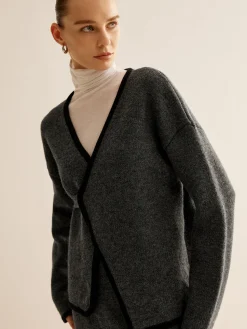 Contrast Side Piping Belted Sweater Co-ords