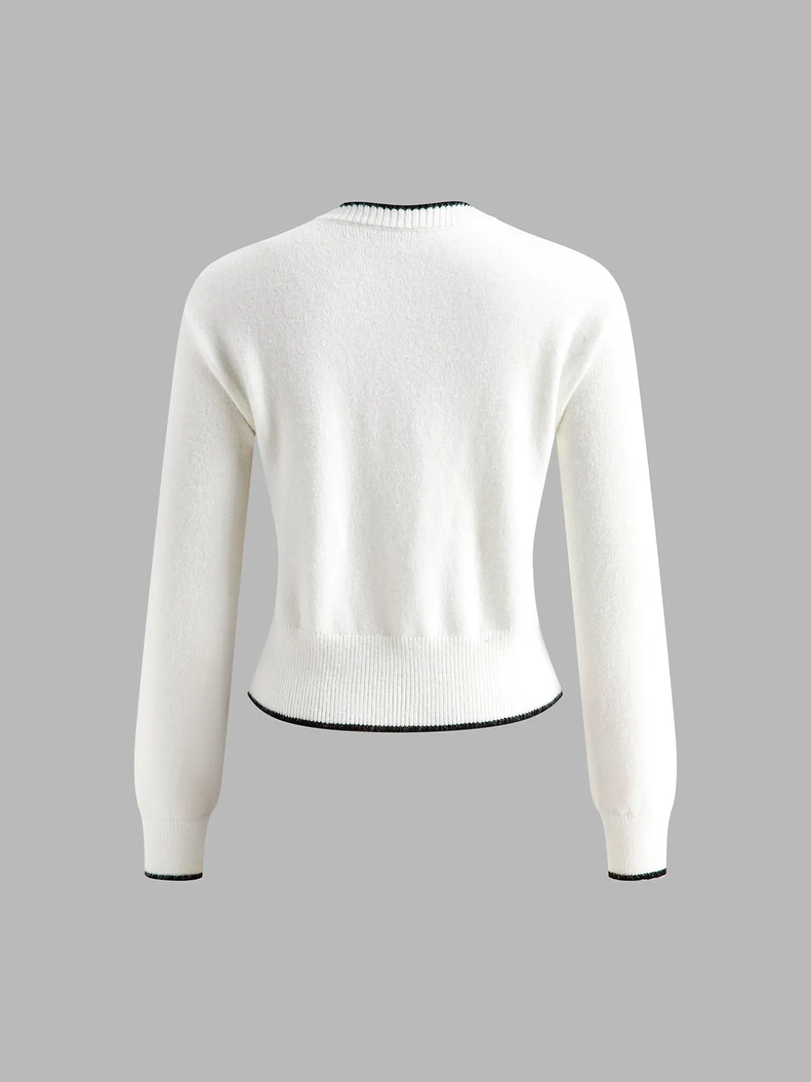 Contrast Trim Bow Decor Knit Outwear