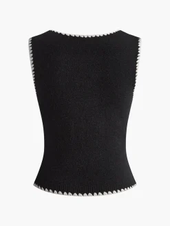Contrast Trim Bow Sweater Vest