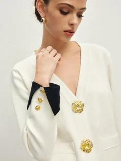 Contrast Trim Button Jersey Cardigan