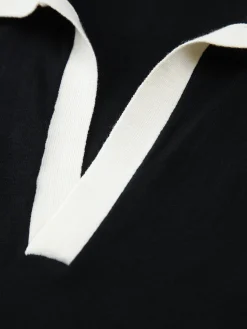 Contrast Trim Collar V-neck Knit Sweater Vest