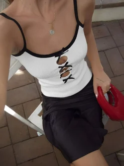 Contrast Trim Cut Out Cami Top