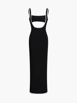Contrast Trim Cutout Long Sweater Dress