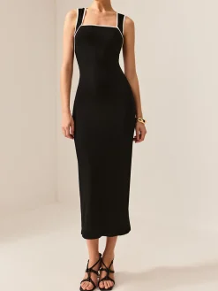 Contrast Trim Cutout Tank Dress