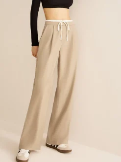 Contrast Trim Drawstring Pants
