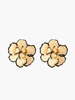 Contrast Trim Floral Earrings