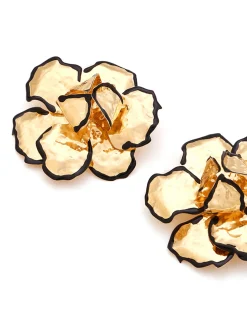 Contrast Trim Floral Earrings