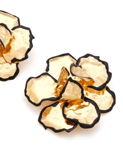 Contrast Trim Floral Earrings