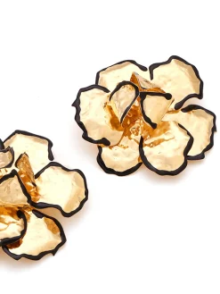 Contrast Trim Floral Earrings