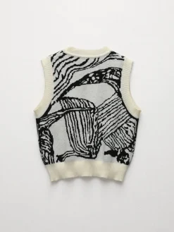 Contrast Trim Floral Sweater Vest