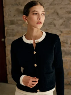 Contrast Trim Jersey Cardigan
