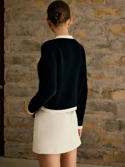 Contrast Trim Jersey Cardigan