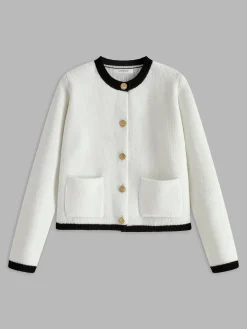 Contrast Trim Jersey Cardigan
