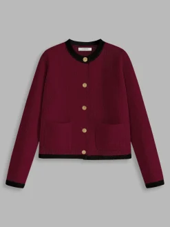 Contrast Trim Jersey Cardigan