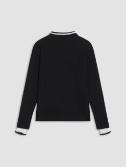 Contrast Trim Mock Neck Knit Top