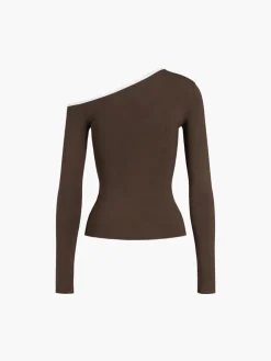 Contrast Trim Off Shoulder Long Sleeve Shirt