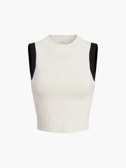 Contrast Trim Pleated Mini Sweater Skirt Set