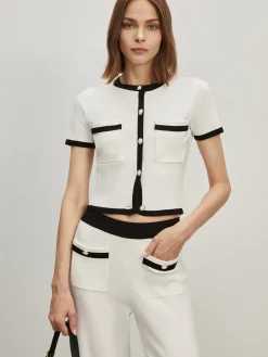 Contrast Trim Pockets Cardigan