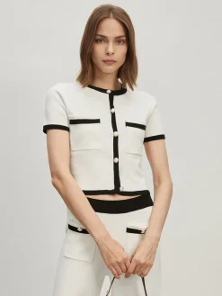 Contrast Trim Pockets Cardigan