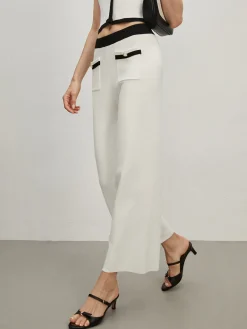 Contrast Trim Pockets Sweater Pants