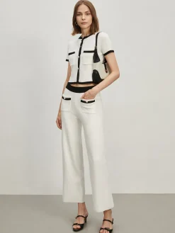 Contrast Trim Pockets Sweater Pants