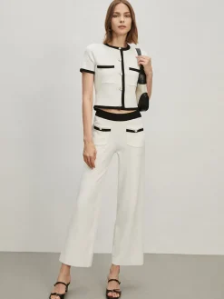 Contrast Trim Pockets Sweater Pants