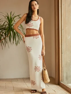 Contrast Trim Print Skirt Set