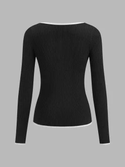 Contrast Trim Sexy Knit Top
