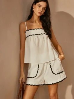 Contrast Trim Shift Shorts Set