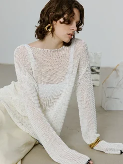Contrast Trim Sim-Sheer Sweater