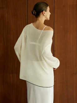Contrast Trim Sim-Sheer Sweater