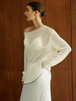 Contrast Trim Sim-Sheer Sweater