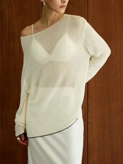 Contrast Trim Sim-Sheer Sweater