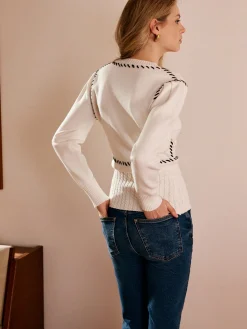 Contrast Trim Split Slim Cardigan