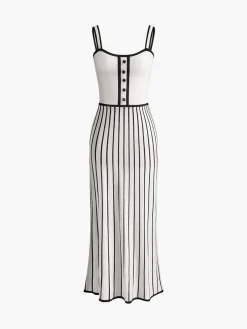 Contrast Trim Stripe Sweater Dress