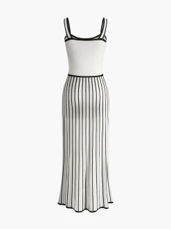 Contrast Trim Stripe Sweater Dress